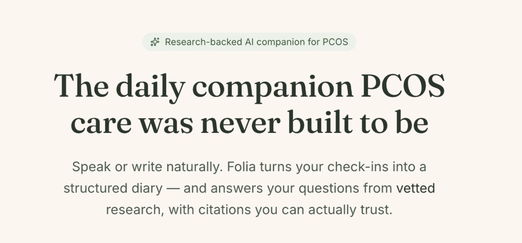 Folia landing page — The daily companion PCOS care was never built to be